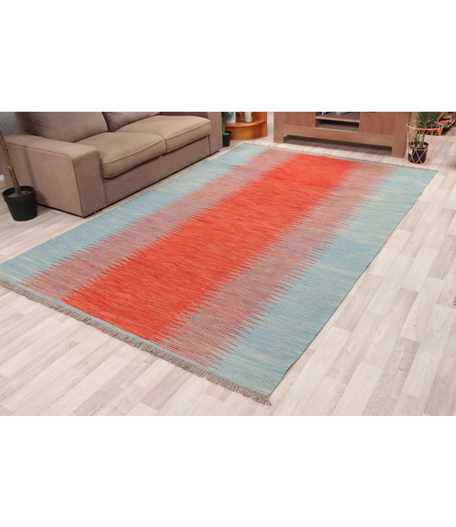 300x196 cm  Handgeweven modern Kelim Tapijt Wol