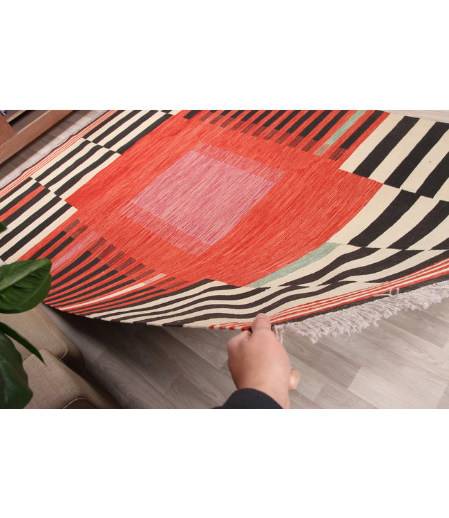 302x201 cm Handmade Afghan modern Kilim Area Rug Wool Carpet