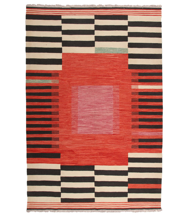 302x201 cm Handmade Afghan modern Kilim Area Rug Wool Carpet