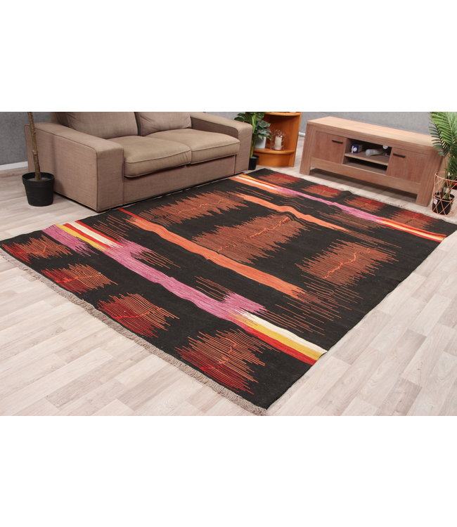 303x205 cm  Handgeweven modern Kelim Tapijt Wol