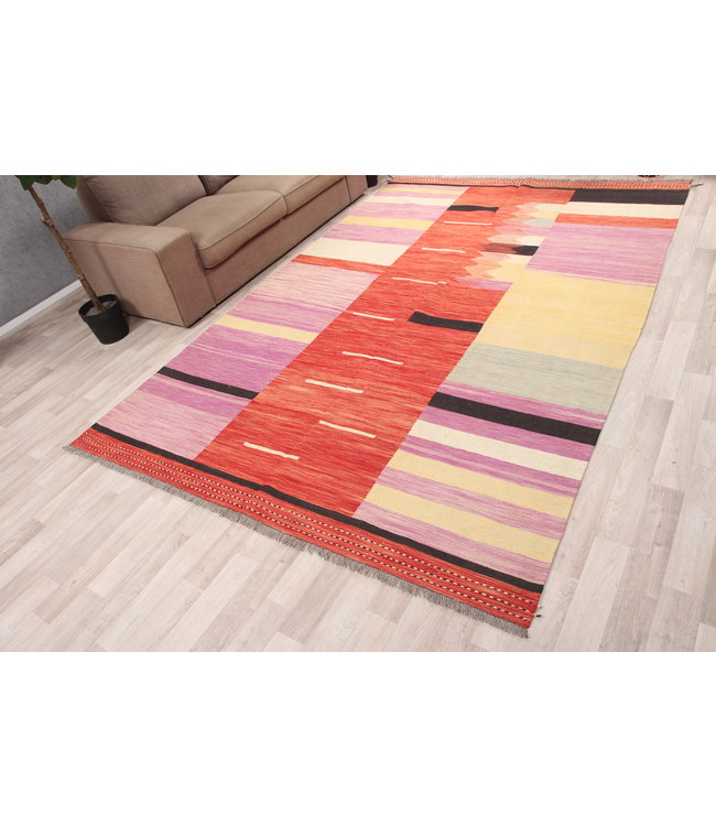 306x205cm Handmade Afghan modern Kilim Area Rug Wool Carpet