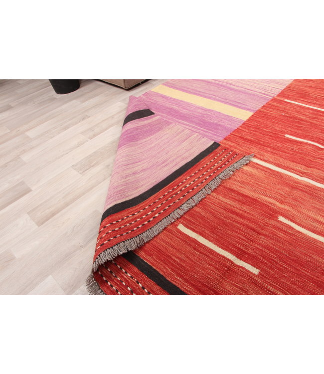 306x205cm  Handgeweven modern Kelim Tapijt Wol