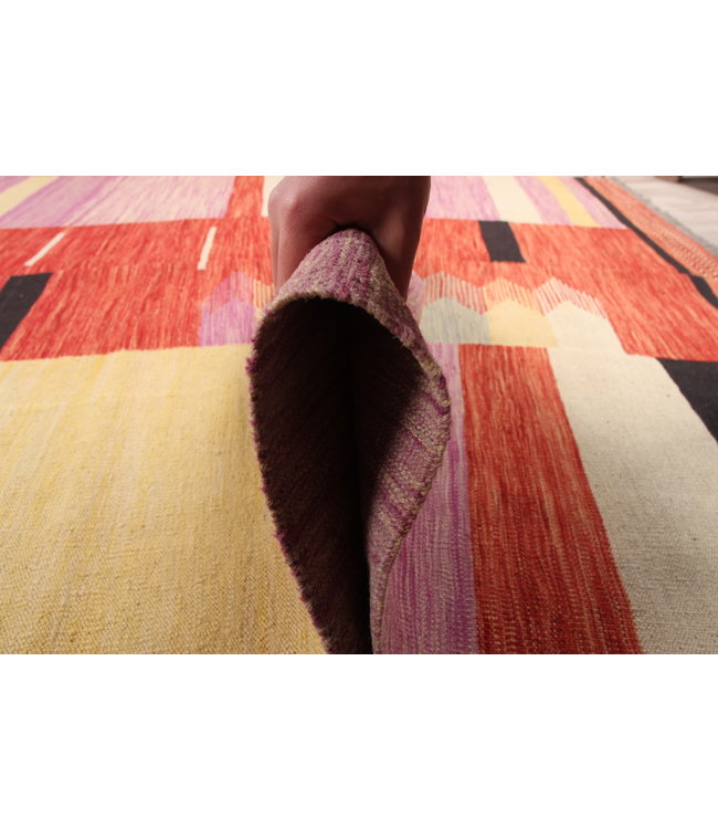 306x205cm Handmade Afghan modern Kilim Area Rug Wool Carpet