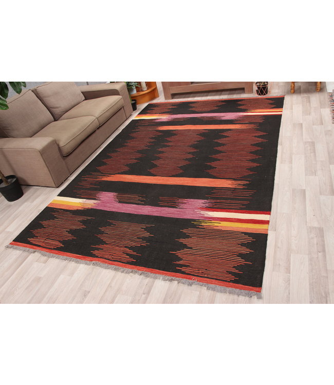 305x202 cm Handgeweven  traditionele Kelim Tapijt Wol