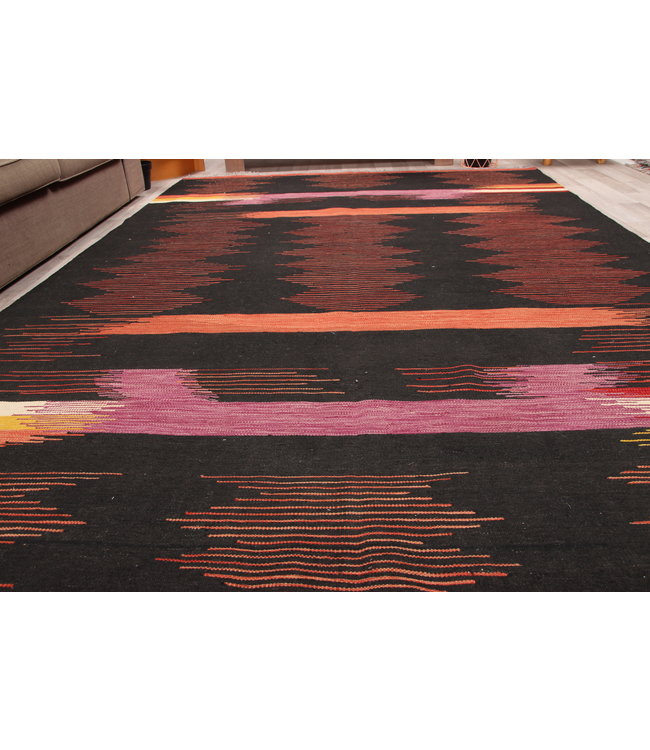 305x202 cm Handgeweven  traditionele Kelim Tapijt Wol