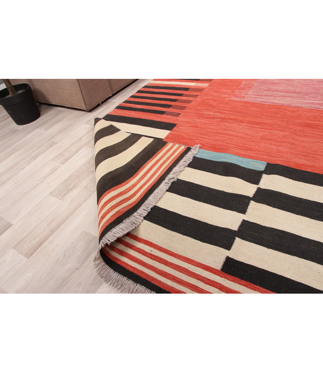 Hand Woven Modern Afghan Wool Kilim Area Rug 303x200 cm