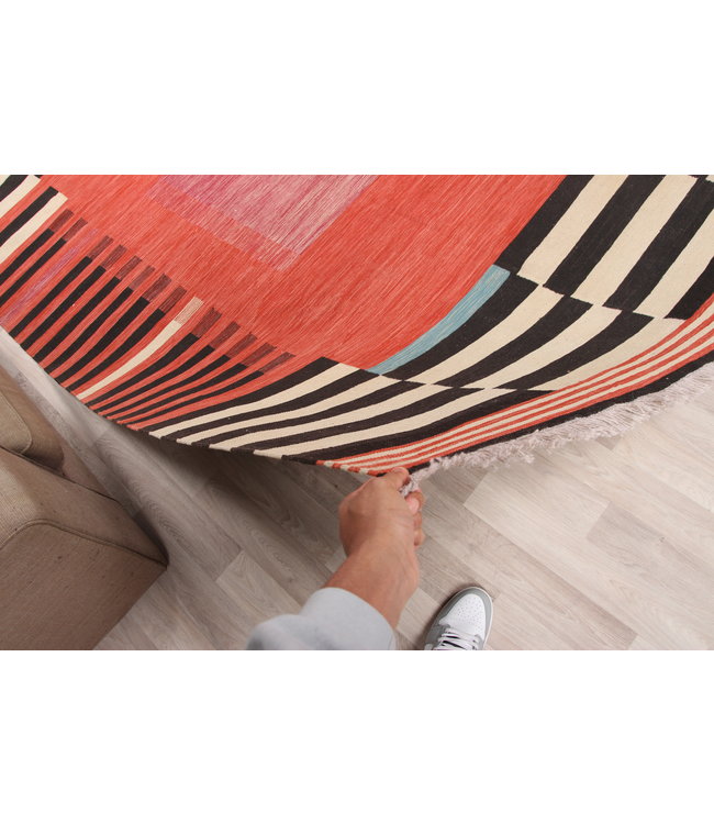 Handgemaakt Modern Kelim Wol Vloerkleed 303x200 cm