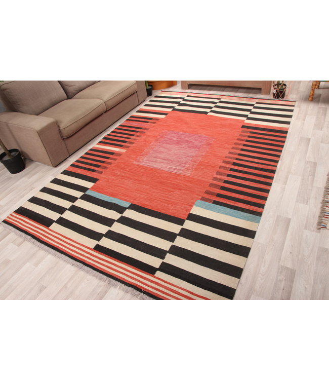 Hand Woven Modern Afghan Wool Kilim Area Rug 303x200 cm