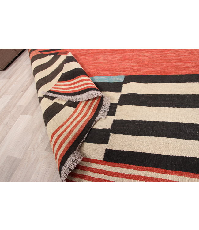 Hand Woven Modern Afghan Wool Kilim Area Rug 303x200 cm