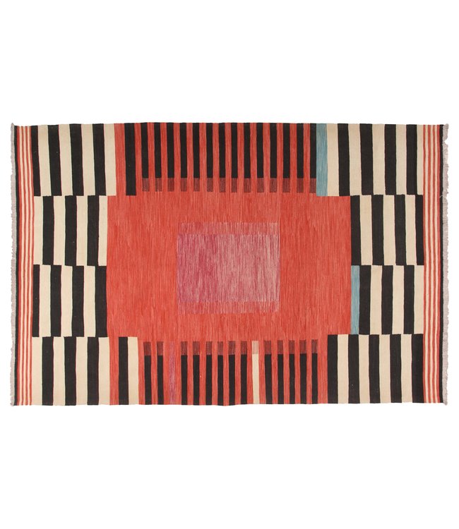 Hand Woven Modern Afghan Wool Kilim Area Rug 303x200 cm