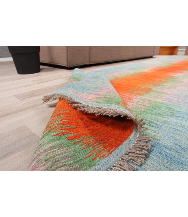 317x155cm Handmade Afghan modern Kilim Area Rug Wool Carpet