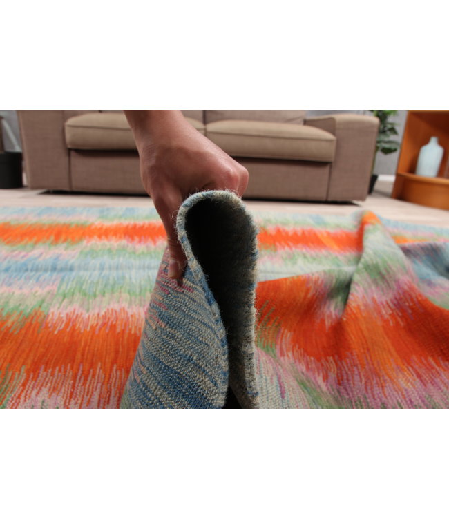 317x155cm Handmade Afghan modern Kilim Area Rug Wool Carpet