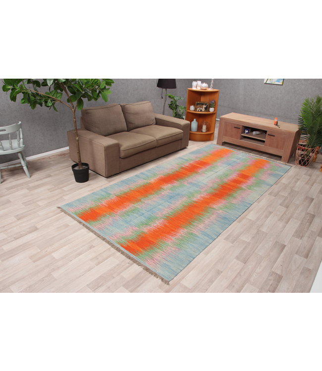 317x155cm Handmade Afghan modern Kilim Area Rug Wool Carpet