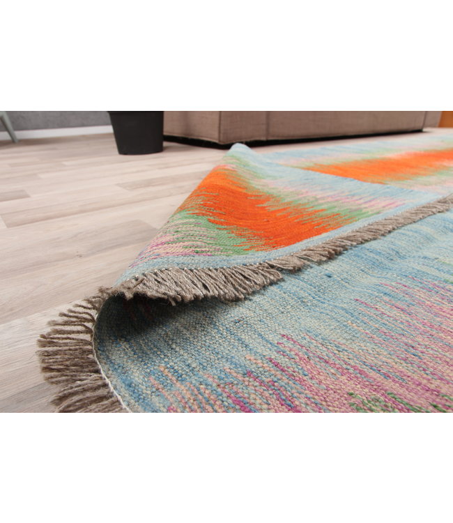 317x155cm  Handgeweven modern Kelim Tapijt Wol