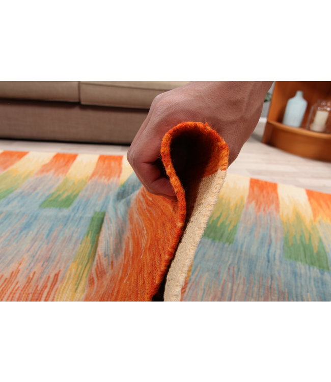 220x126cm  Handgeweven modern Kelim Tapijt Wol