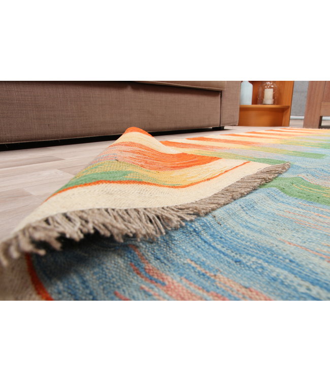 220x126cm  Handgeweven modern Kelim Tapijt Wol