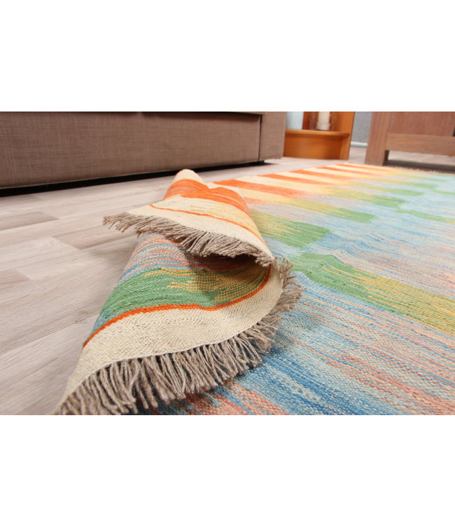 220x126cm Handmade Afghan modern Kilim Area Rug Wool Carpet