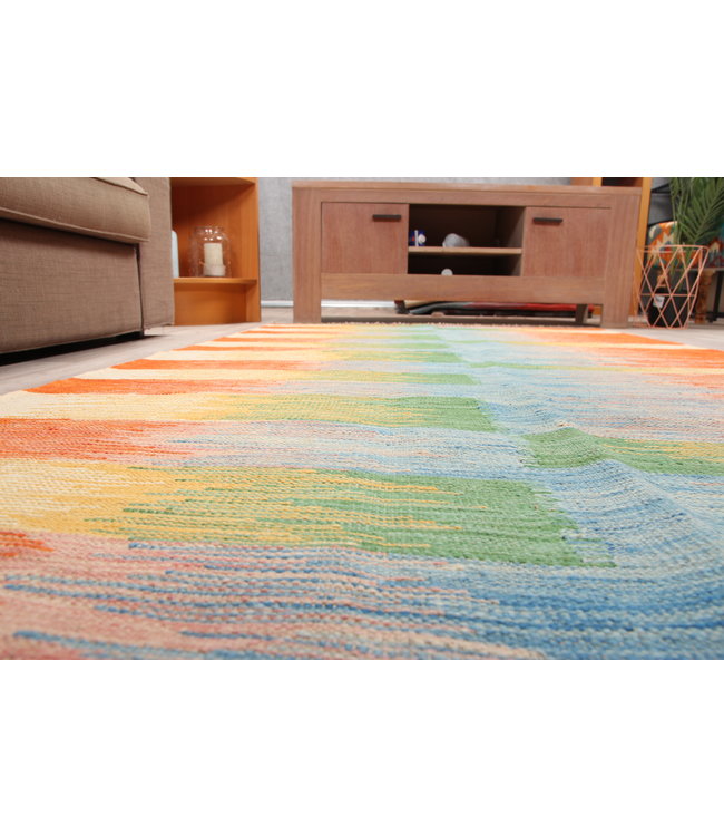 220x126cm  Handgeweven modern Kelim Tapijt Wol