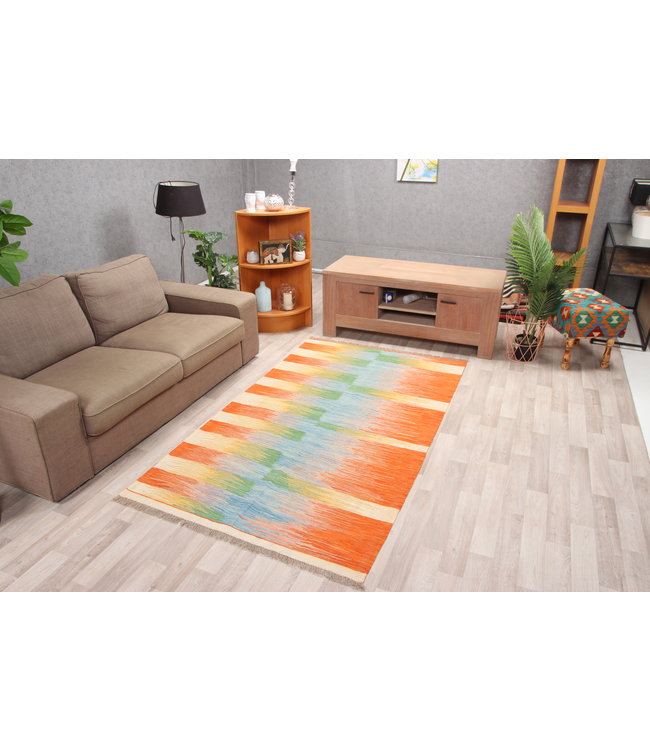 220x126cm Handgemacht modern Wolle Kelim Teppich