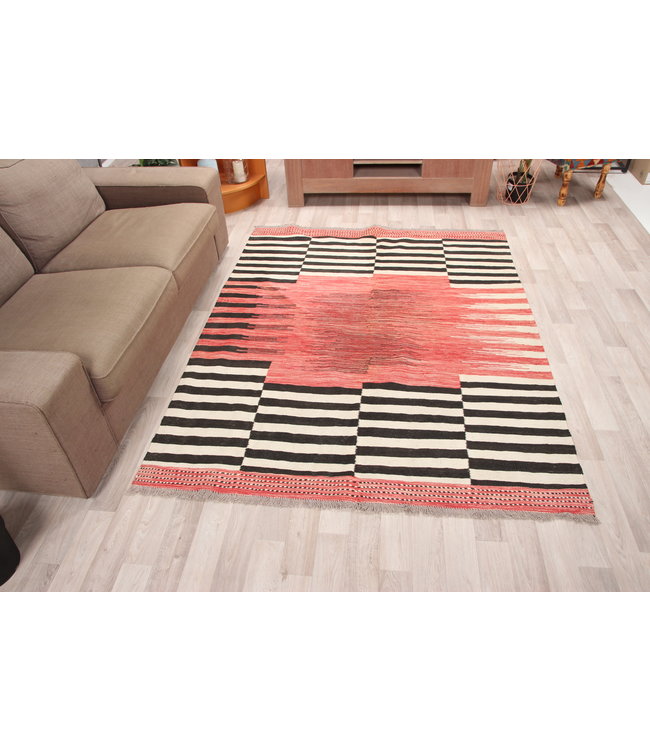 204x158cm  Handgeweven modern Kelim Tapijt Wol