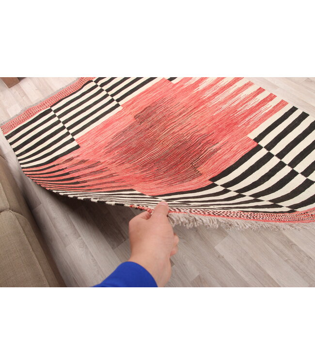 204x158cm Handgemacht modern Wolle Kelim Teppich