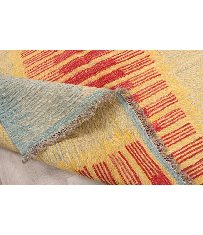 206x146cm Handmade Afghan modern Kilim Area Rug Wool Carpet