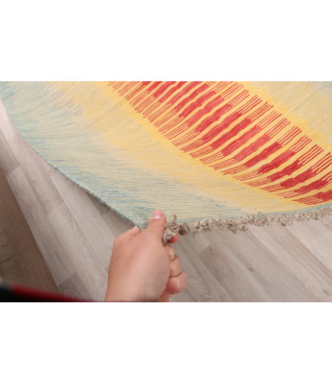 206x146cm  Handgeweven modern Kelim Tapijt Wol