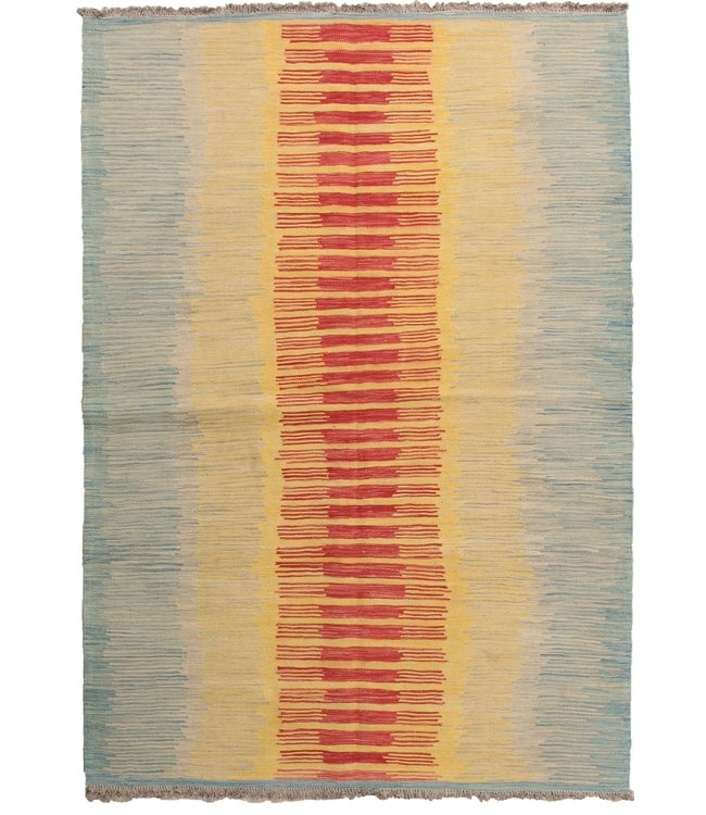 206x146cm Handgemacht modern Wolle Kelim Teppich