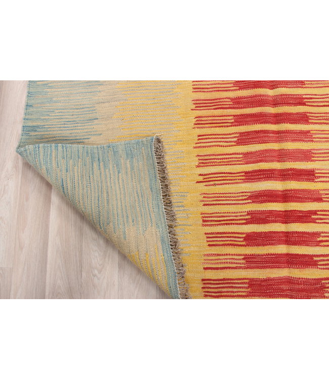 206x146cm  Handgeweven modern Kelim Tapijt Wol