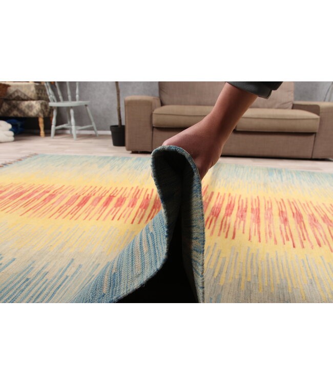 308x191cm Handmade Afghan modern Kilim Area Rug Wool Carpet