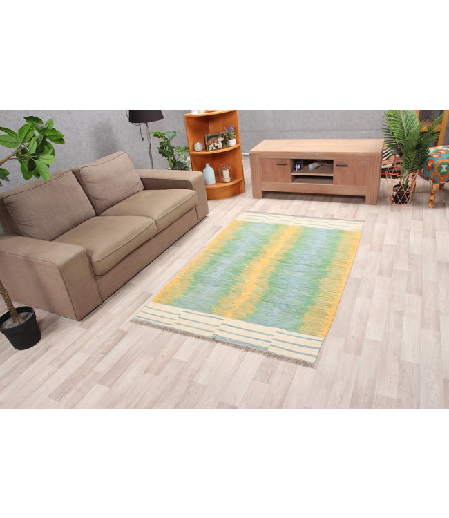 188x126cm Handmade Afghan modern Kilim Area Rug Wool Carpet