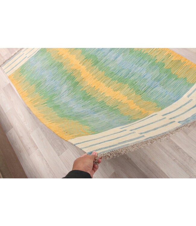 188x126cm Handmade Afghan modern Kilim Area Rug Wool Carpet