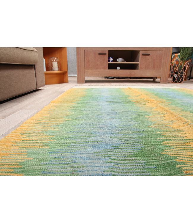 186x128cm  Handgeweven modern Kelim Tapijt Wol