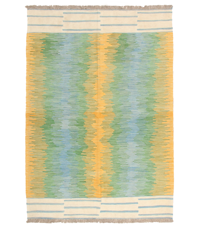 186x128cm Handgemacht modern Wolle Kelim Teppich