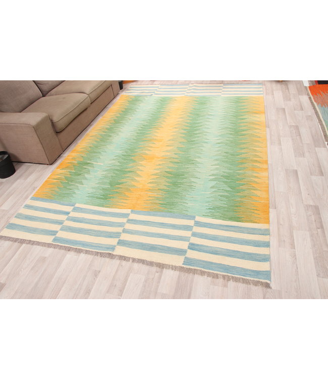 304x201cm Handmade Afghan modern Kilim Area Rug Wool Carpet