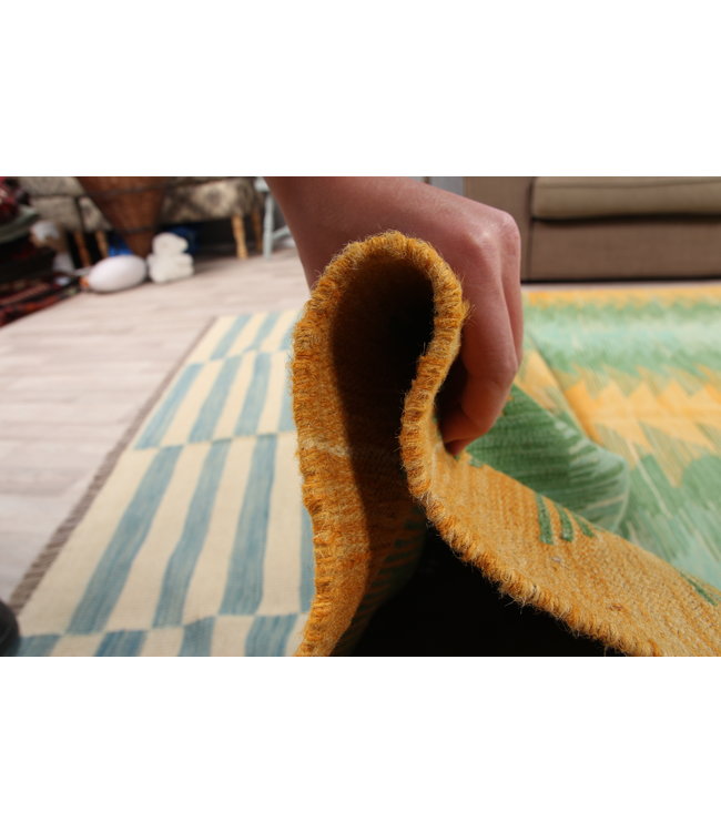 304x201cm Handmade Afghan modern Kilim Area Rug Wool Carpet