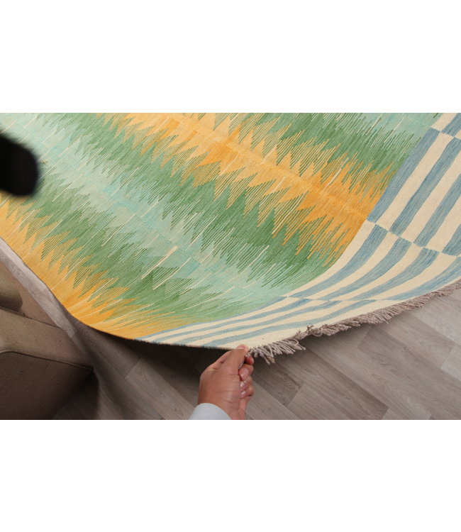 304x201cm Handmade Afghan modern Kilim Area Rug Wool Carpet