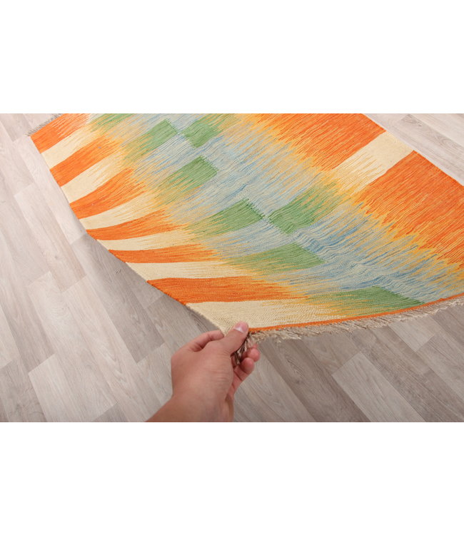 162x101cm  Handgeweven modern Kelim Tapijt Wol