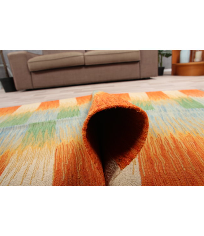 162x101cm Handgemacht modern Wolle Kelim Teppich