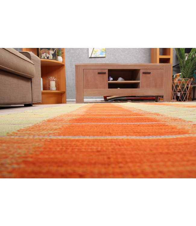 206x155cm  Handgeweven modern Kelim Tapijt Wol