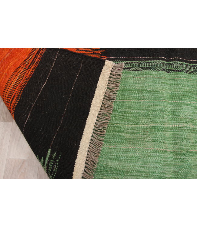 206x155cm  Handgeweven modern Kelim Tapijt Wol