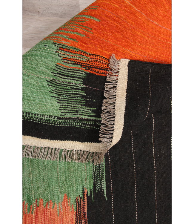 206x155cm Handmade Afghan modern Kilim Area Rug Wool Carpet