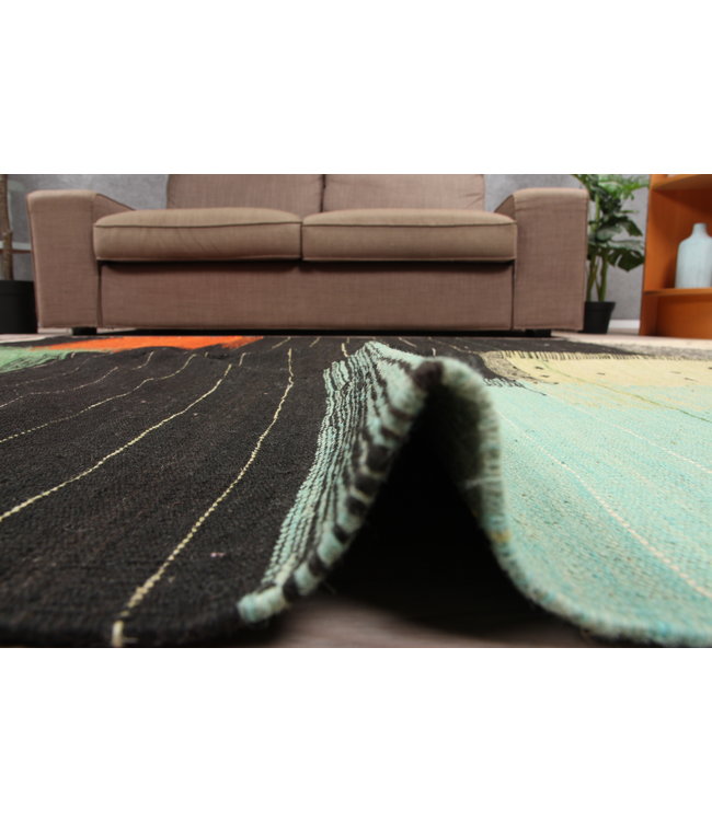 206x155cm Handmade Afghan modern Kilim Area Rug Wool Carpet