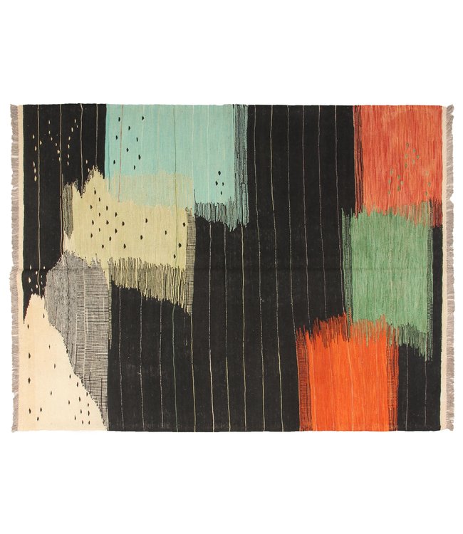 206x155cm Handmade Afghan modern Kilim Area Rug Wool Carpet