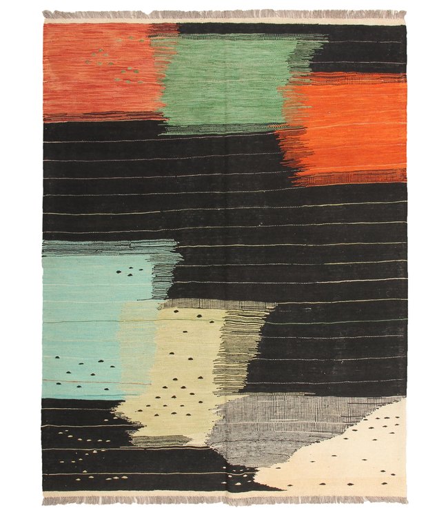 206x155cm Handmade Afghan modern Kilim Area Rug Wool Carpet