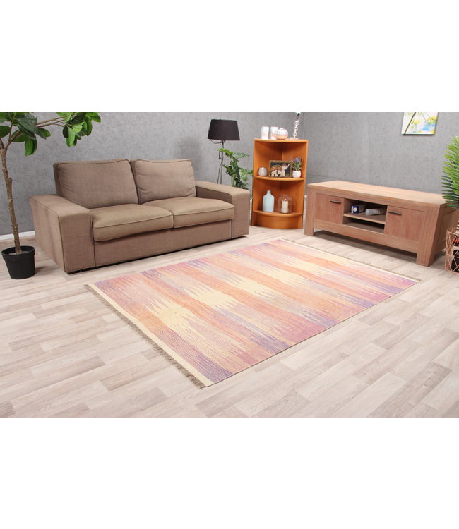 204x147cm  Handgeweven modern Kelim Tapijt Wol