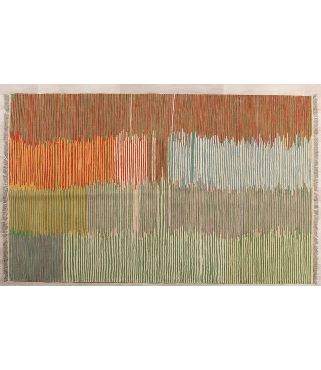 198x122cm Handgemacht modern Wolle Kelim Teppich