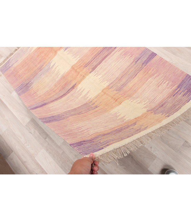 156x104cm  Handgeweven modern Kelim Tapijt Wol