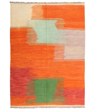 205x149cm Handmade Afghan modern Kilim Area Rug Wool Carpet
