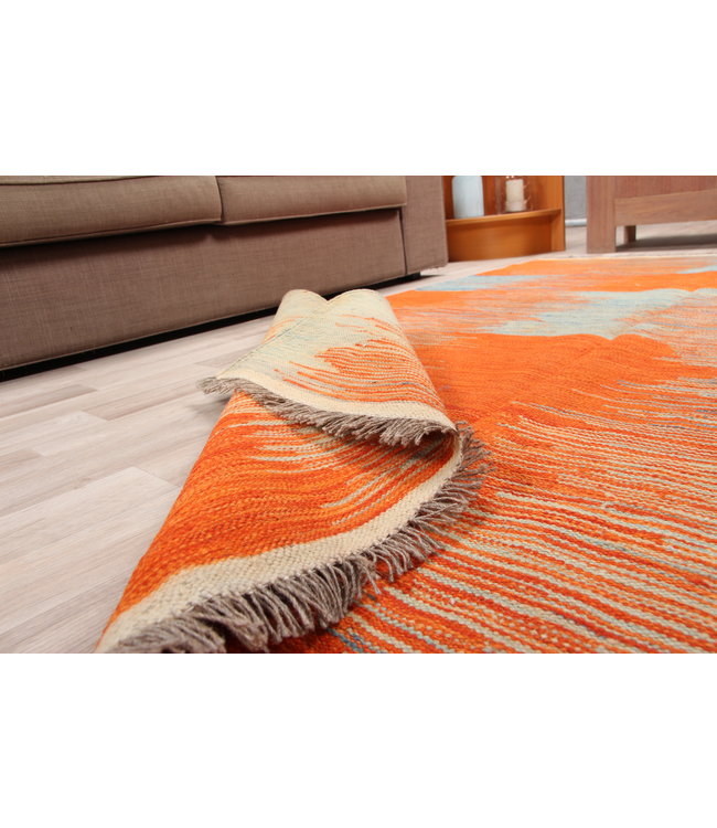 213x152cm Handmade Afghan modern Kilim Area Rug Wool Carpet